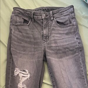 American Eagle Outfitters Charcoal Distressed Jeans